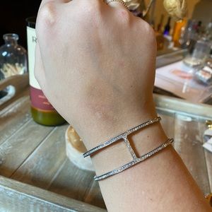 MICHAEL KORS- silver & crystal H cuff bracelet
